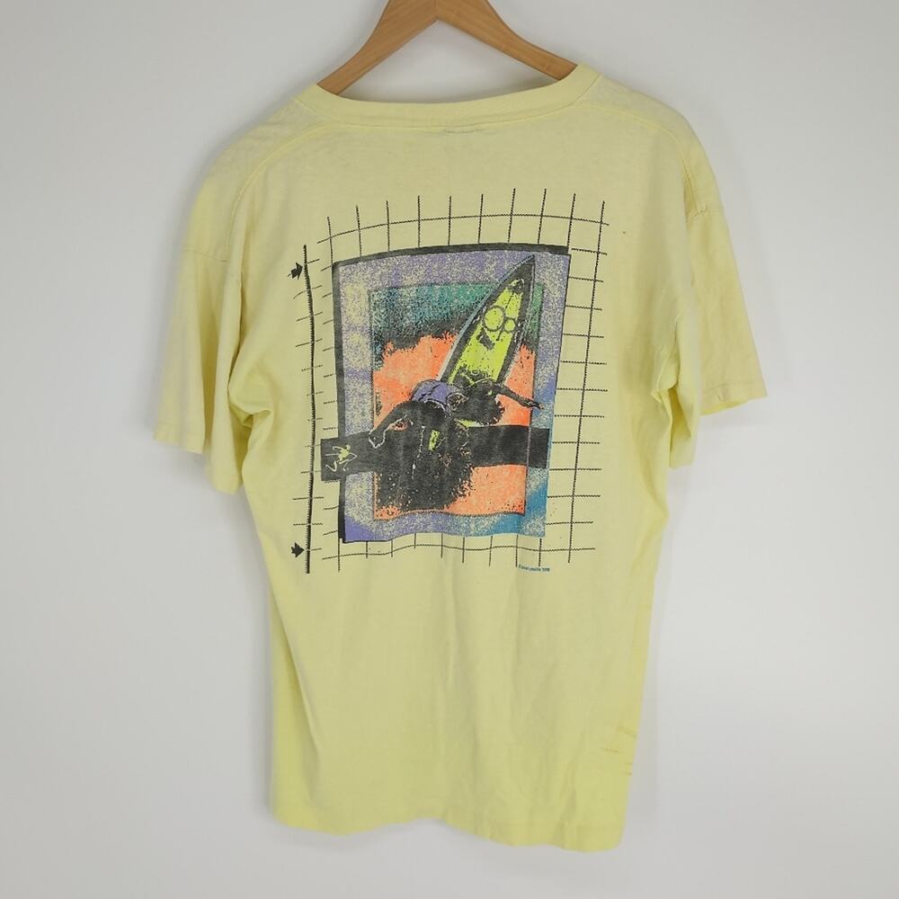 Ocean Pacific Yellow Vintage Surf Tee Shirt Surfing Summer Size Large